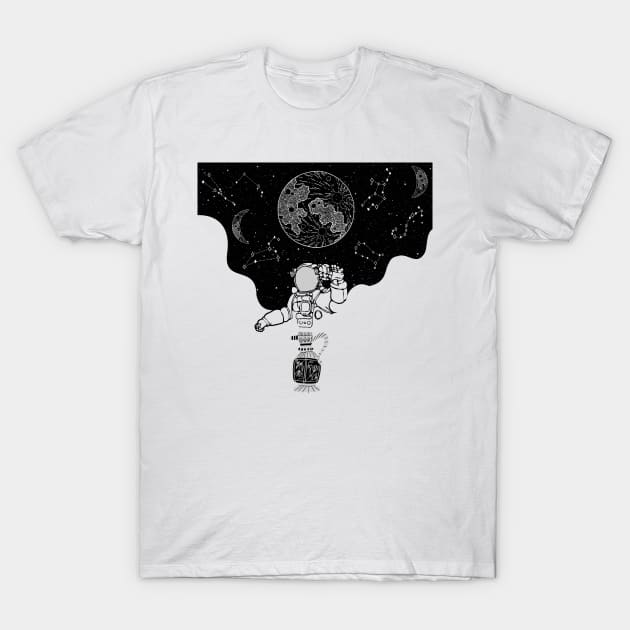 The Happy Spaceman and the Constellations T-Shirt by Moshi Moshi Designs